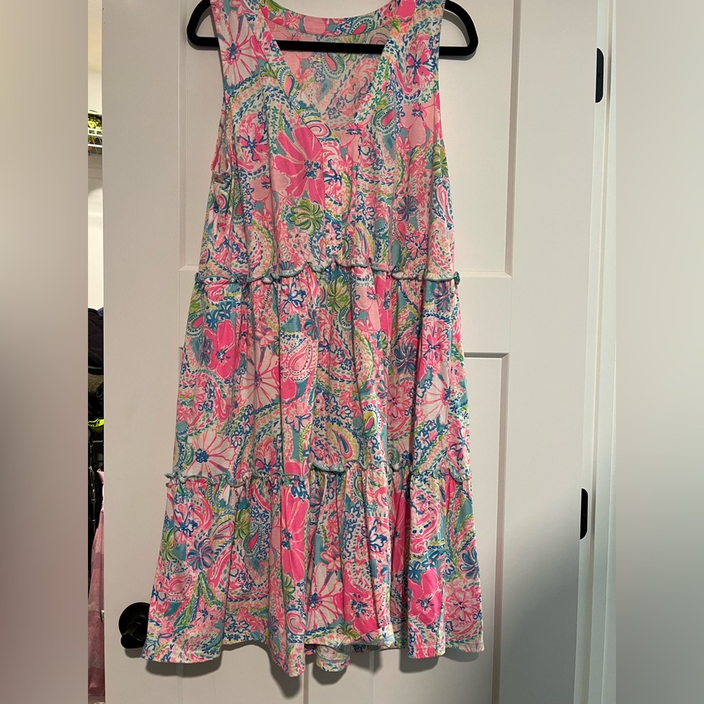 Lilly Pulitzer Pink Ruffled Tiered Sundress